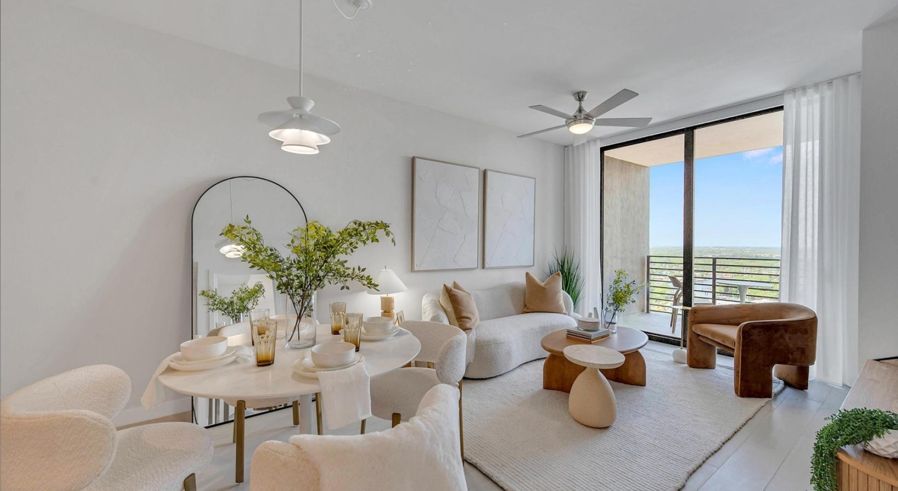 living room with table and plant